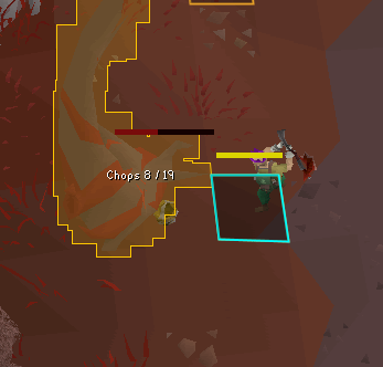 Visual bloodwood plugin showing Bloodwood tree chopping progress.