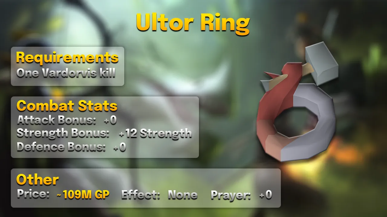 Ultor Ring.webp Ultor ring: +12 Strength, Ultor vestige from Vardorvis (1/1,088), about 109M