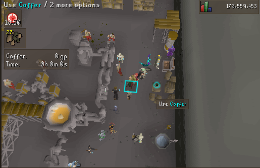 The coffer to deposit coins at the Blast Furnace.