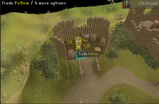 Pellem buying.webp Trading Pellem at the Hunter Guild.