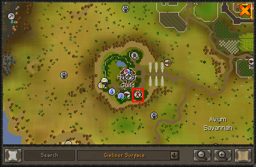 Map showing location of Pellem at the Hunter Guild.