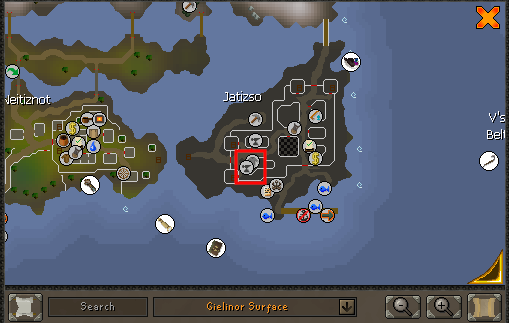Selling Mithril Location.webp Map showing the location of the Armour shop in the Island of Jatiszo.