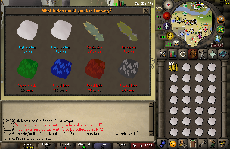cowhides.webp Tanning hides interface at Ellis in Al Kharid.
