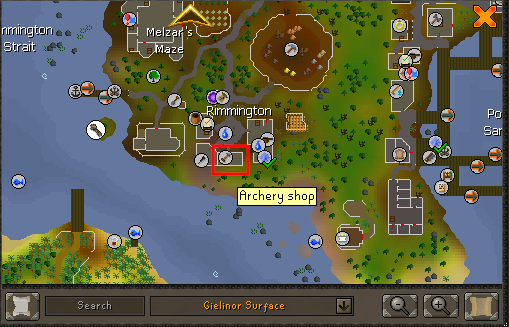 brian location.webp Map showing location of the Archery shop at Rimmington.