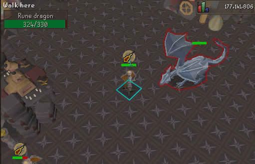 Fighting a Rune dragon in the Lithkren Vault.
