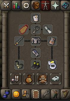 Rune dragon gear setup with Justiciar Armour and Osmumten's Fang.