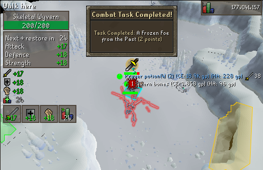 Fighting Skeletal wyverns in the Asgarnian Ice Dungeon.