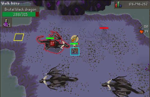 Fighting Brutal black dragons with melee.