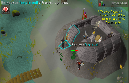 Reinforcing the temple wall at Shade of Mort'ton.