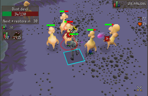 Killing Dust devils with the Venator bow.