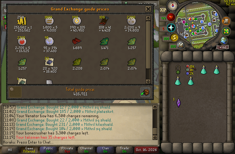 Loot from 30 minutes of killing Dust Devils.