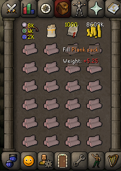 Inventory setup for making Rosewood planks.