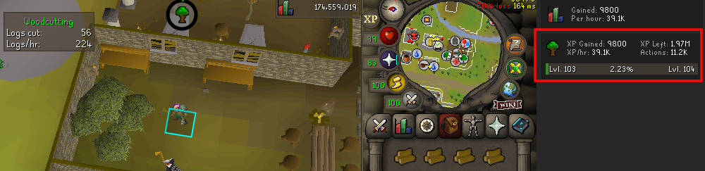 XP/hr chopping Yew trees in Edgeville.