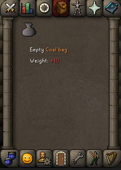 OSRS Inventory showing the Coal bag.