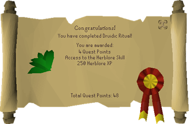 druidic ritual quest to start herblore