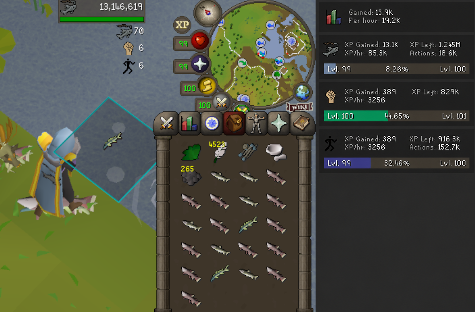 3 tick barbarian fishing xp per hour