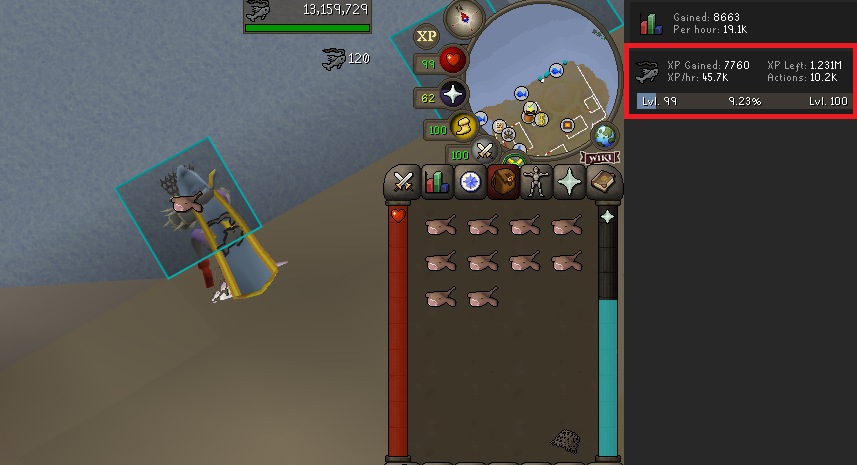 monkfish xp per hour