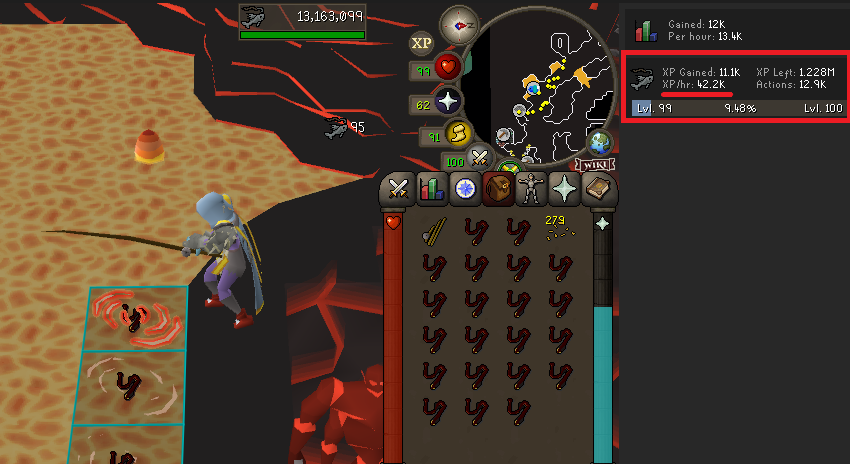Infernal eel xp per hour
