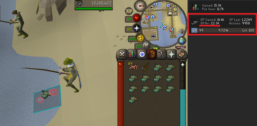 anglerfish xp per hour