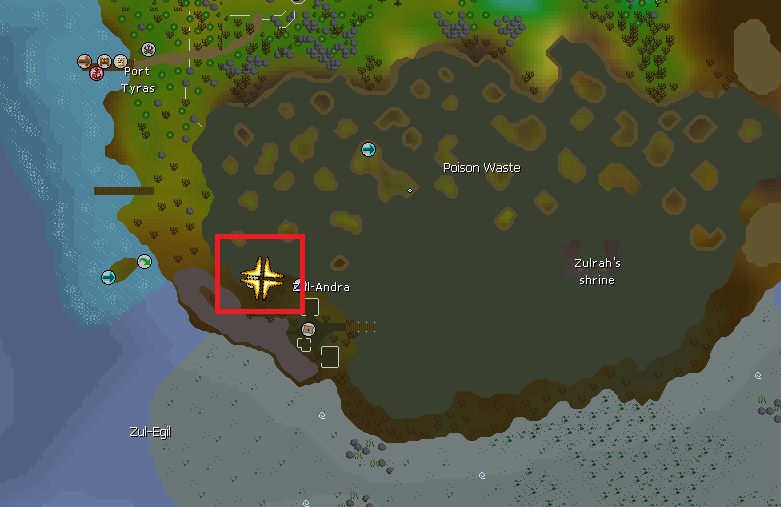 sacred eels location and zul andra teleport