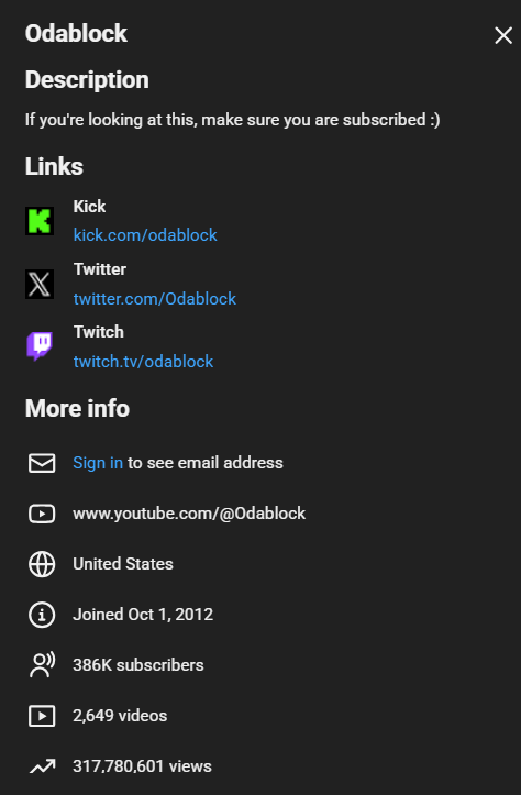 Odablocks youtube subcribers