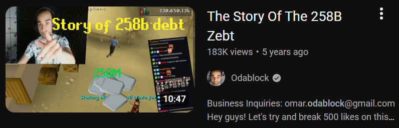 odablock 258b debt youtube video