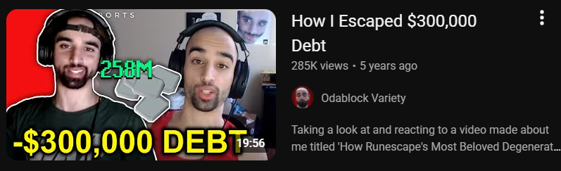 odablock youtube video $300,000 debt