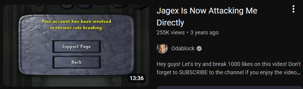 odablocks osrs account ban by jagex discussion