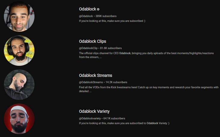 odablock main and alt youtube channels