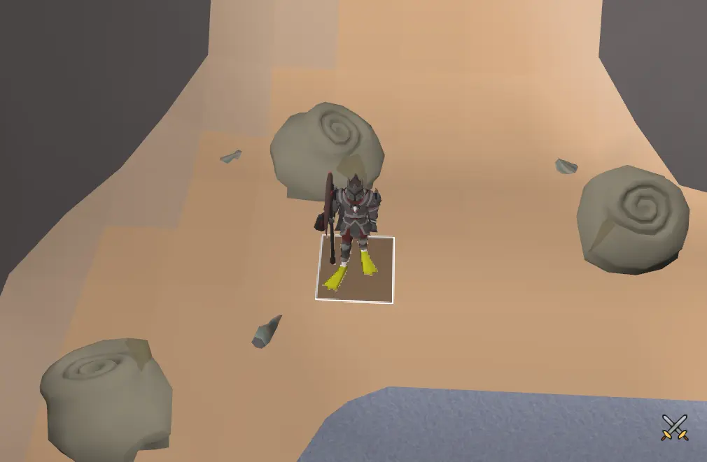 2 stand spot.webp an image showing the best ammonite crabs osrs training spot
