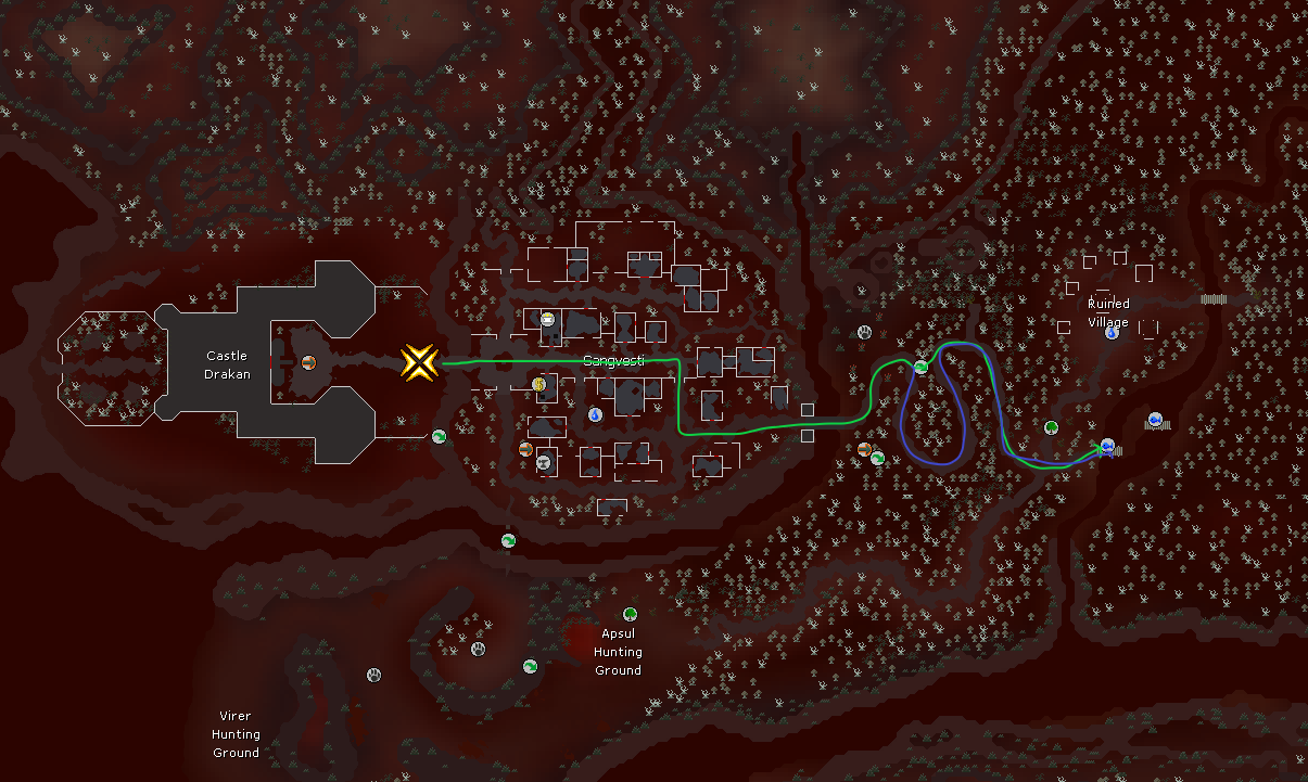 path of leechfin.webp pathway of fishing spot highlighted on minimap