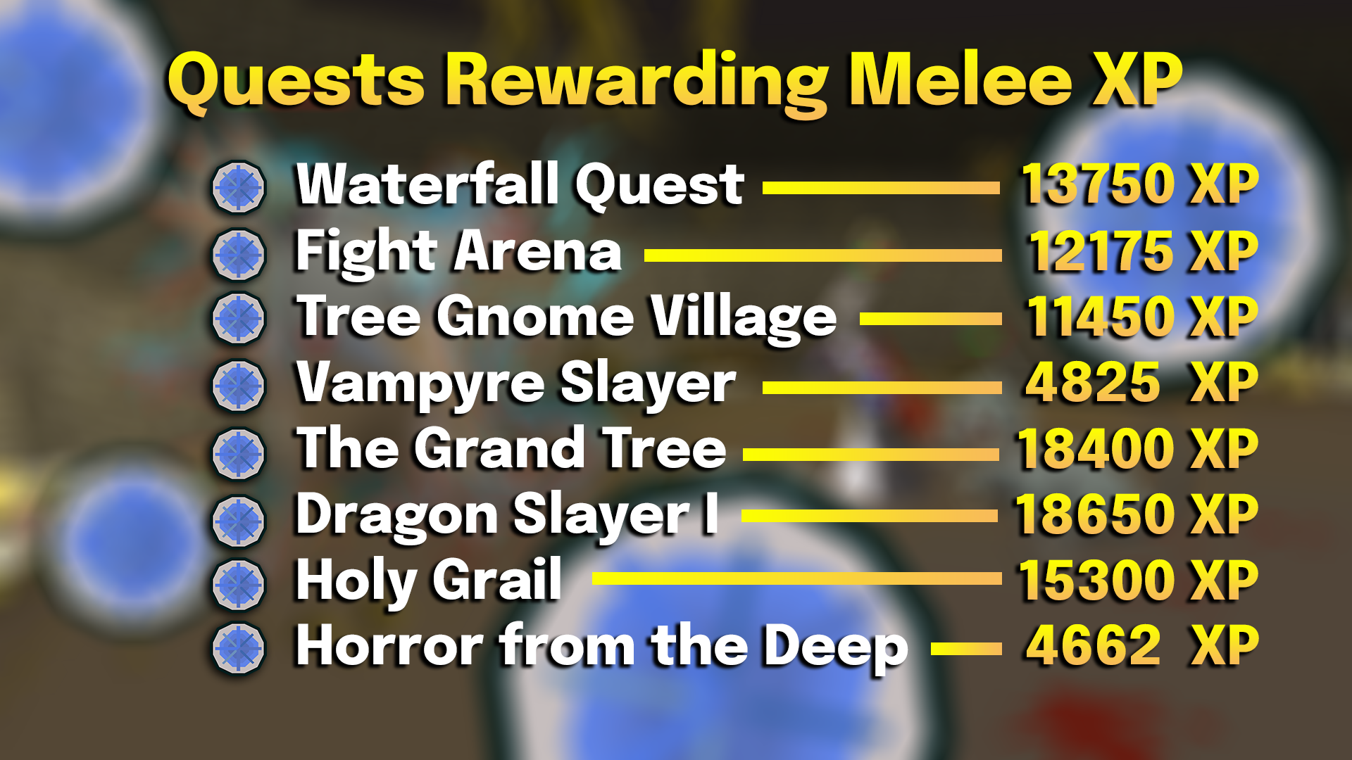 quests experience.webp quests experience rewards xp for melee