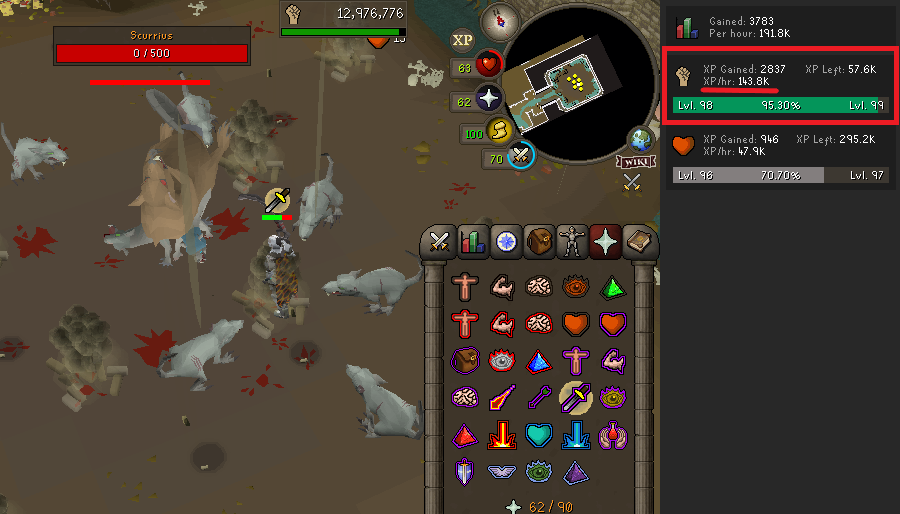 scurrius xp per hour.webp osrs scurrius xp per hour using melee gear