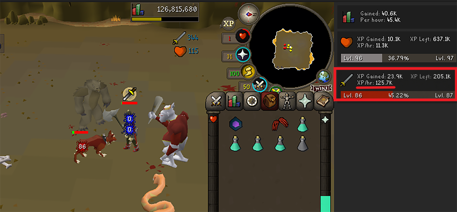 nmz hard rumble dharok xp per hour