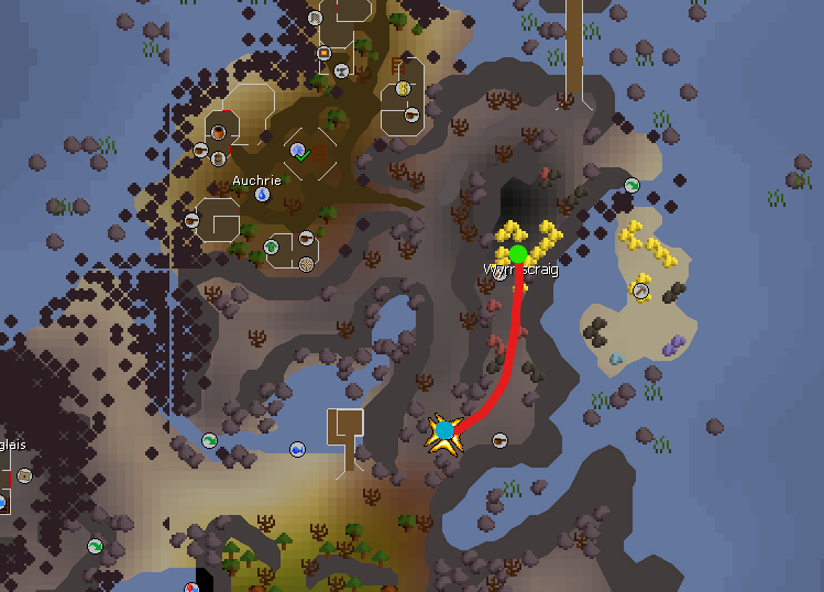 location of mining area at wyrmscraig