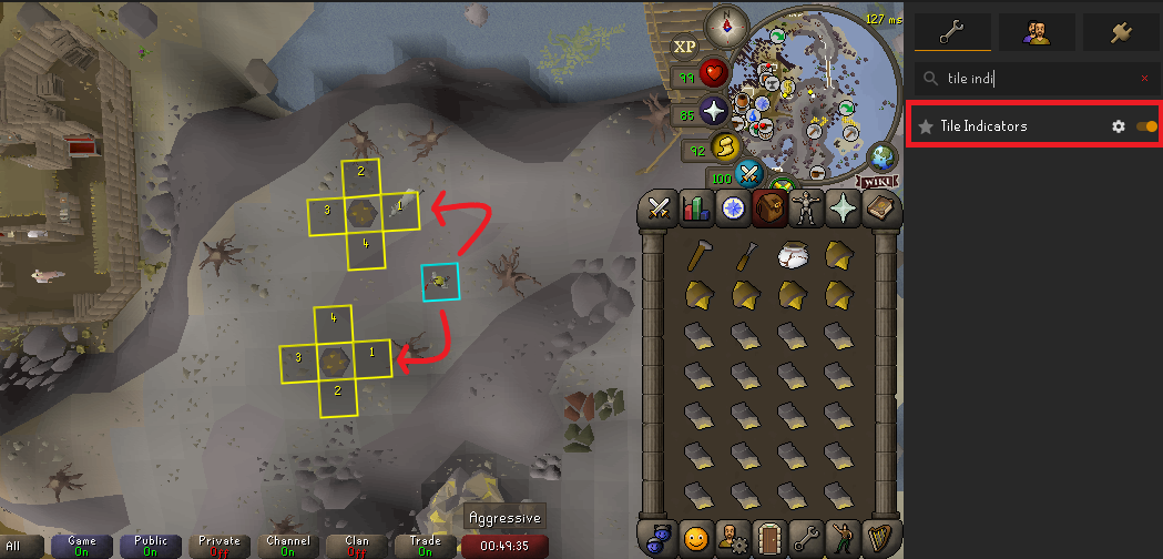 tiles marked at golem bases