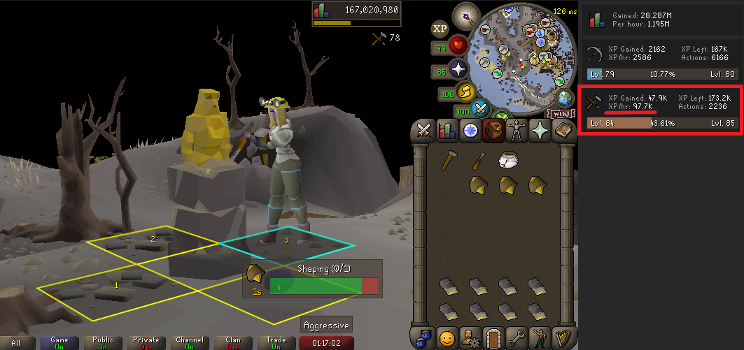 golem crafting afk xp rates
