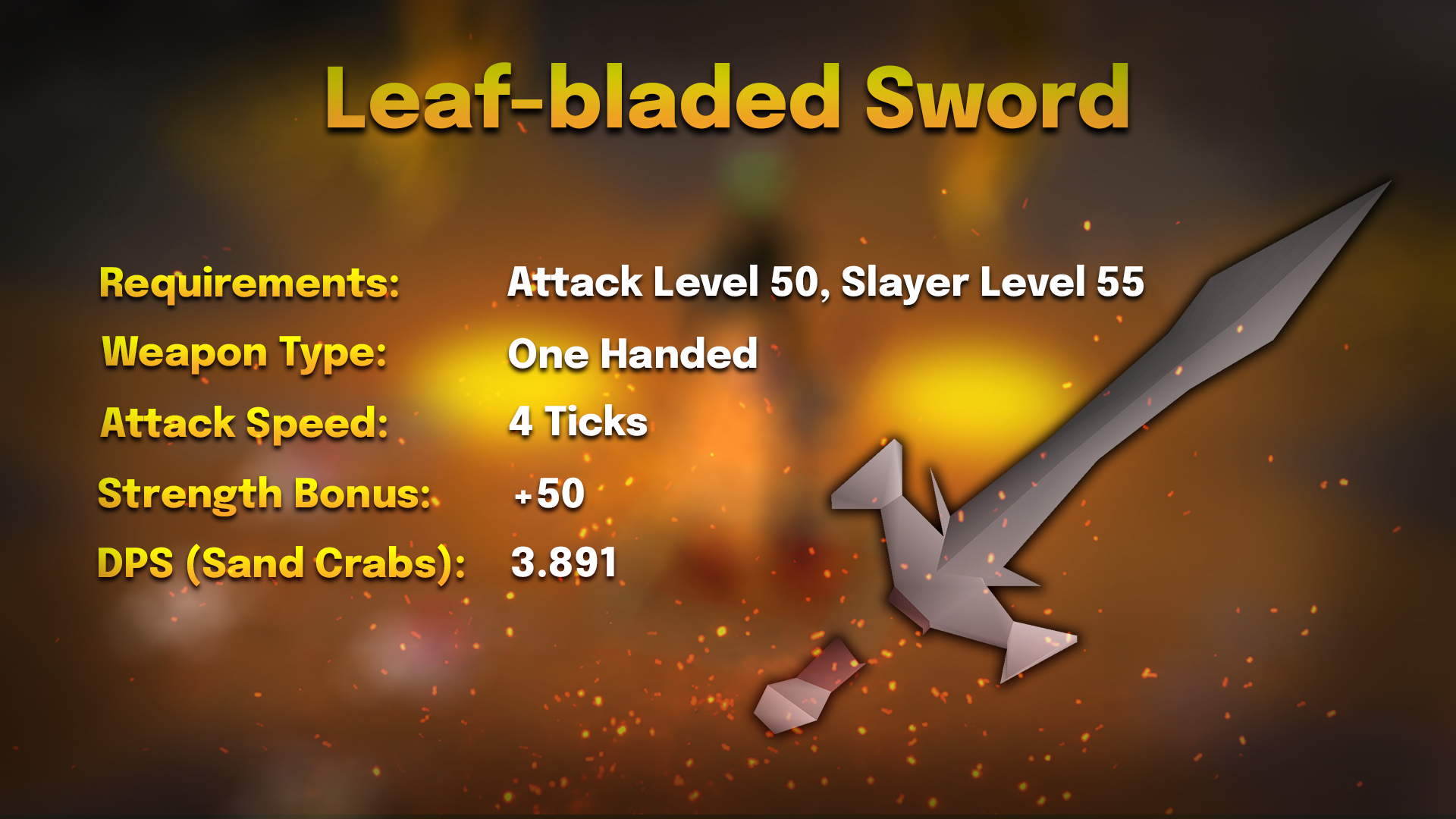 leafe bladed sword stats for strength training