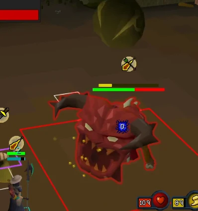 A green rock thrown by Doom of Mokhaiotl, indicating a Ranged → Magic → Ranged attack sequence