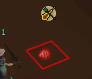 A red melee larvae grub highlighted