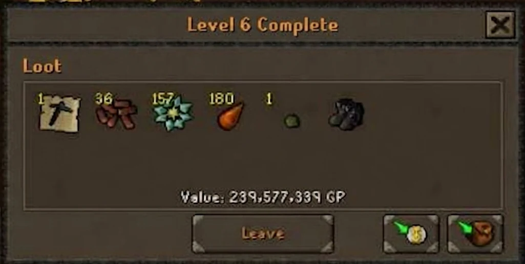 OSRS "Level 6 Complete" loot with Avernic Treads