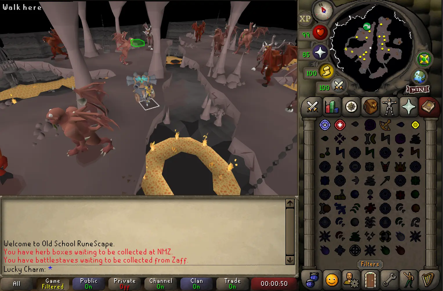 an image showing greater demons cannon spot in chasm of fire OSRS