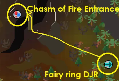 an image showing how to get to greater demons in chasm of fire OSRS