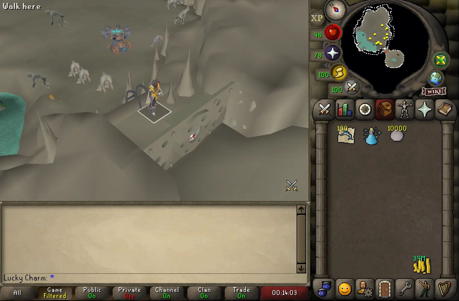an image showing how to cannon dagannoths with no prayer in OSRS