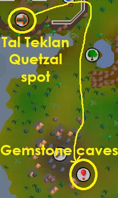 tal teklan map.webp an image showing how to get to Gemstone Crab from Tal Teklan in OSRS