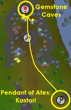ates map.webp an image showing how to get to gemstone crab with a pendant of ates in OSRS