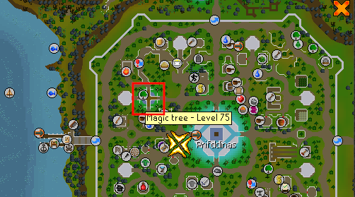 Magic Tree Location.webp OSRS map showing location of Magic trees in Prifddinas.