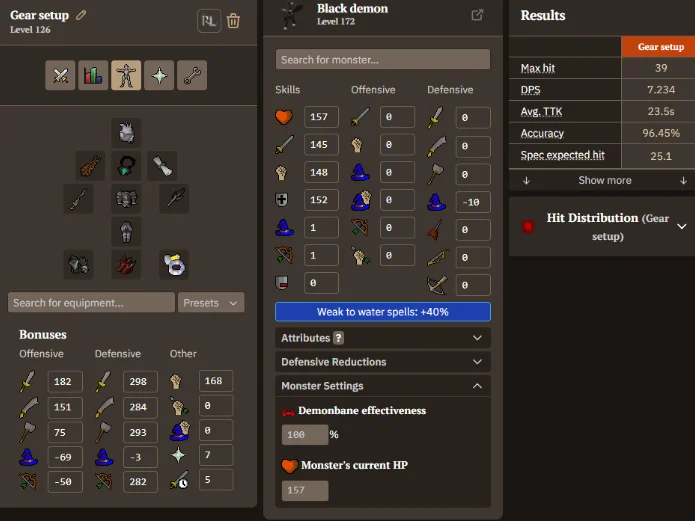 best melee gear setup for Black demons