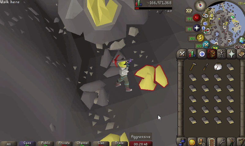 mining sunstone rocks with recommended method giving 23 mining xp per sunstone